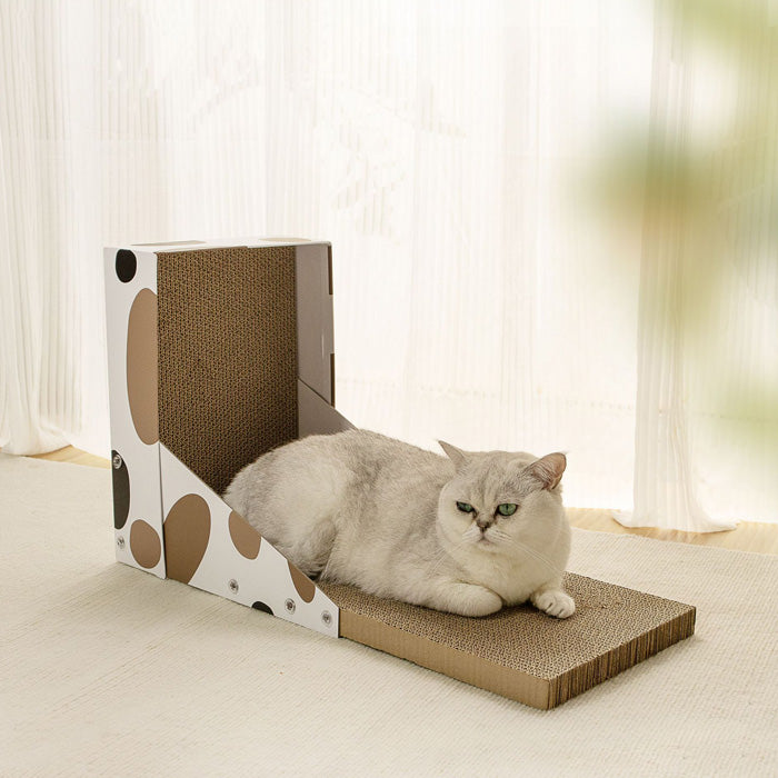 猫爪研ぎ 縦型 段ボール L字型 研ぎカスが出ない L型 ねこ 爪とぎ ネコ 超長持ち ニャンズ 天然素材 木の香り 超強化 ダンボール 段ボール 清潔 壁 ストレス解消 大型つめとぎ 猫 壁 箱付き 組み立て簡単 三花柄