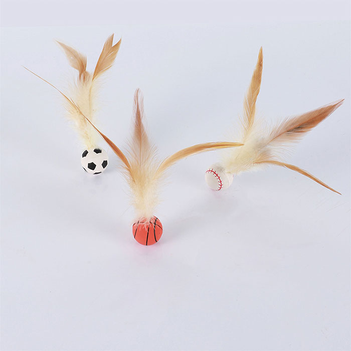 【3個セット】猫用おもちゃボール 猫用フェザーボール おもちゃ 猫 おもちゃ ボール 一人遊び 猫 ボール 羽付きボール 玩具 弾力ボール ストレス解消 運動不足対策 屋内屋外 猫用おもちゃ トレーニング 追跡 狩猟 運動 バスケットボール サッカー 野球用 スボールおもちゃ