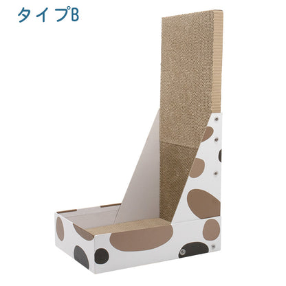 猫爪研ぎ 縦型 段ボール L字型 研ぎカスが出ない L型 ねこ 爪とぎ ネコ 超長持ち ニャンズ 天然素材 木の香り 超強化 ダンボール 段ボール 清潔 壁 ストレス解消 大型つめとぎ 猫 壁 箱付き 組み立て簡単 三花柄