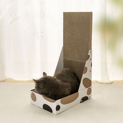 猫爪研ぎ 縦型 段ボール L字型 研ぎカスが出ない L型 ねこ 爪とぎ ネコ 超長持ち ニャンズ 天然素材 木の香り 超強化 ダンボール 段ボール 清潔 壁 ストレス解消 大型つめとぎ 猫 壁 箱付き 組み立て簡単 三花柄