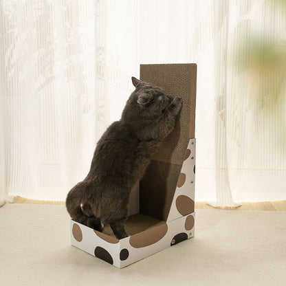猫爪研ぎ 縦型 段ボール L字型 研ぎカスが出ない L型 ねこ 爪とぎ ネコ 超長持ち ニャンズ 天然素材 木の香り 超強化 ダンボール 段ボール 清潔 壁 ストレス解消 大型つめとぎ 猫 壁 箱付き 組み立て簡単 三花柄