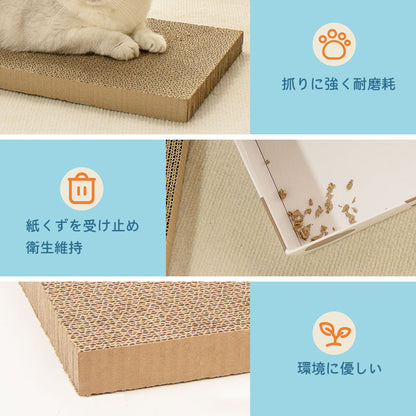 猫爪研ぎ 縦型 段ボール L字型 研ぎカスが出ない L型 ねこ 爪とぎ ネコ 超長持ち ニャンズ 天然素材 木の香り 超強化 ダンボール 段ボール 清潔 壁 ストレス解消 大型つめとぎ 猫 壁 箱付き 組み立て簡単 三花柄