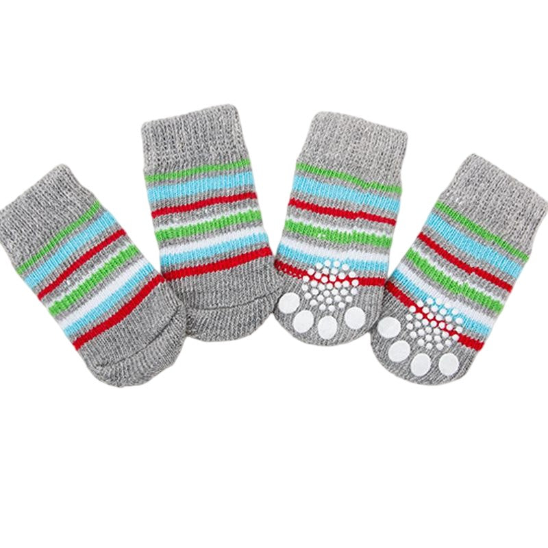 2組入 ペット用 犬の靴下 靴下 くつ下 犬用 小型犬 滑り止め プロテクター グリップ アンチスリップ ソックス カートゥーン 壊れない 怪我 ケガ 介護 伸縮性ソックス 肉球 散歩 室内 シニア 脱げない 履かせやすい 足舐め防止防寒 アウトドア おしゃれ 可愛い シニア