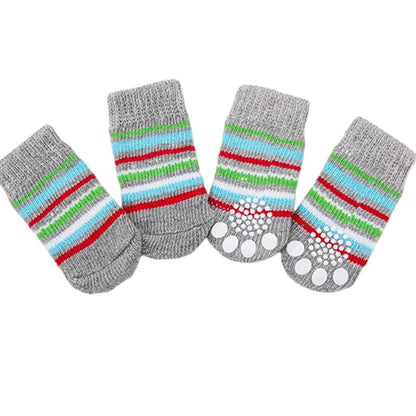 2組入 ペット用 犬の靴下 靴下 くつ下 犬用 小型犬 滑り止め プロテクター グリップ アンチスリップ ソックス カートゥーン 壊れない 怪我 ケガ 介護 伸縮性ソックス 肉球 散歩 室内 シニア 脱げない 履かせやすい 足舐め防止防寒 アウトドア おしゃれ 可愛い シニア