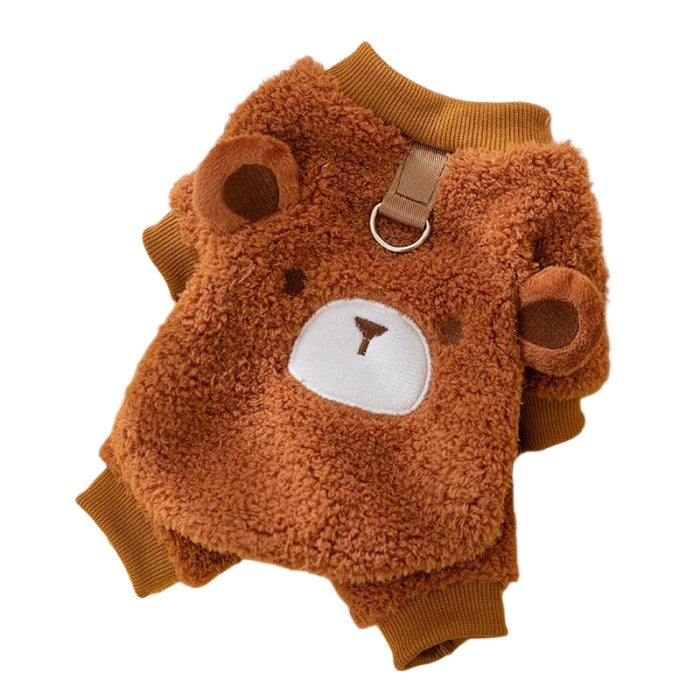 犬 服 ドッグウェア 暖かい あったか 裏起毛 着ぐるみ ふわふわ もこもこ トレーナー 秋冬 加絨 厚い 柔らかい お散歩 お出かけ ドッグウエア ワンちゃん服 ブラウン 抜け毛防止 小型犬 中型犬 ペット用品 コスチューム コスプレ 犬用 犬服 写真撮影 仮装 変装 かわいい