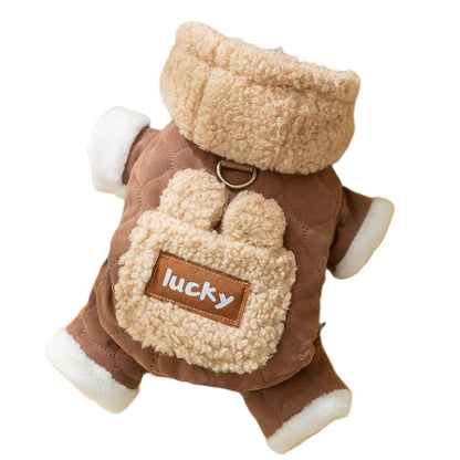 犬 服 ドッグウェア 暖かい あったか 裏起毛 着ぐるみ ふわふわ もこもこ トレーナー 秋冬 加絨 厚い 柔らかい お散歩 お出かけ ドッグウエア ワンちゃん服 ブラウン 抜け毛防止 小型犬 中型犬 ペット用品 コスチューム コスプレ 犬用 犬服 写真撮影 仮装 変装 かわいい