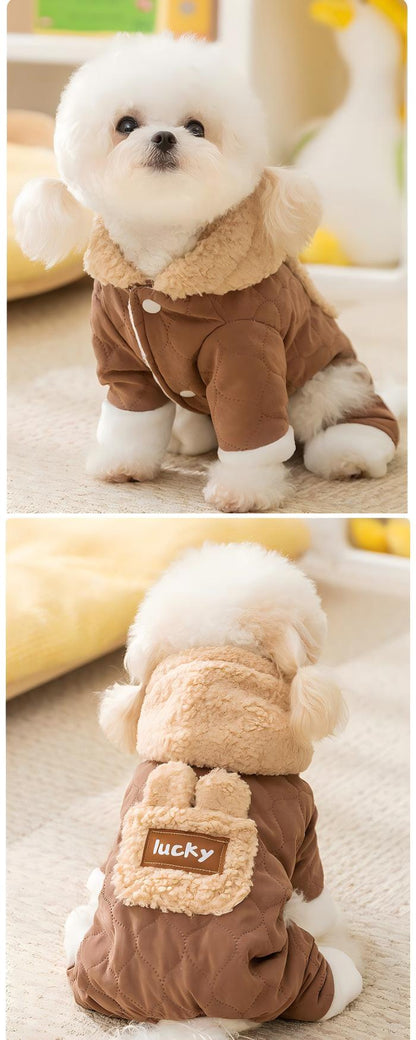 犬 服 ドッグウェア 暖かい あったか 裏起毛 着ぐるみ ふわふわ もこもこ トレーナー 秋冬 加絨 厚い 柔らかい お散歩 お出かけ ドッグウエア ワンちゃん服 ブラウン 抜け毛防止 小型犬 中型犬 ペット用品 コスチューム コスプレ 犬用 犬服 写真撮影 仮装 変装 かわいい