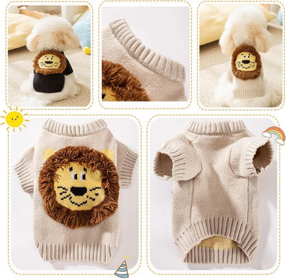 ドッグウェア 犬服 秋 冬 セーター かぎ編み ライオンです 変身服 秋冬 犬洋服 毛糸 ニット あったか 小型犬 中型犬 犬 猫用 暖かい ペット パーカー防寒 コスプレ 可愛い おしゃれ お散歩 お出かけ服 秋冬向け チワワ xs-xl ブラック ベージュ 秋服 冬服 犬用 防寒 犬 服