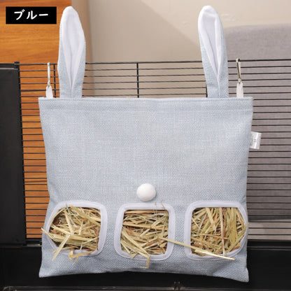 チモシー入れ 牧草袋 牧草BOX 牧草入れ うさぎ 吊り下げ式 バッグ うさぎ チモシー入れ うさぎ 大容量 省スペース 散らからない 小動物用食器 牧草フィーダー ウサギ用品 3つの窓 布タイプ 取り付け簡単 ケージ固定 ウサギ用品 静音性3穴設計 グリーン イエロー ブルー