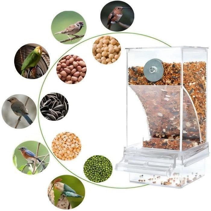 バードフィーダー 鳥用フードフィーダー 自動給餌器 餌やり インコ 透明容器 餌入れ 給餌機 自動餌与え 透明容器キャット 自動 小鳥 餌台 食器 食べ殻の防止 鳥 自動餌やり機 引っかけ式 出張 旅行 お留守番 小型動物 文鳥 鳥かご掛ける 餌入れ 給餌機 えさいれ エサ入れ