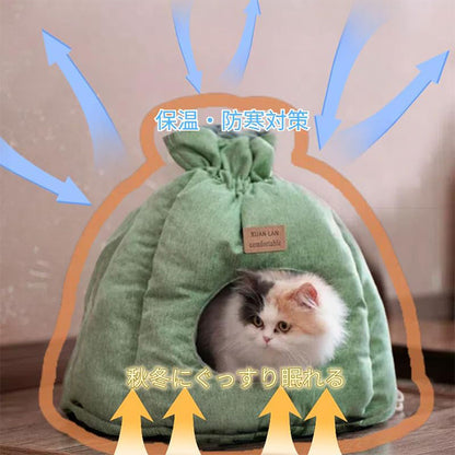 ペットベッド 猫 ペット ベッド 猫ハウス ドームハウス 秋冬用 ペットベッド ドーム型 寒さ対策 キャットハウス 暖かいハウス ペットテント クッション付き ペット用寝袋 ペット用品 保温防寒 洗える 寒さ対策 滑り止め 快適 柔らかい 半密閉式 もこもこ ぐっすり眠れる