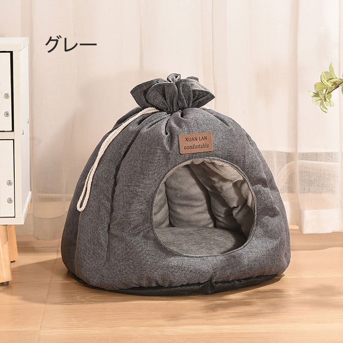 ペットベッド 猫 ペット ベッド 猫ハウス ドームハウス 秋冬用 ペットベッド ドーム型 寒さ対策 キャットハウス 暖かいハウス ペットテント クッション付き ペット用寝袋 ペット用品 保温防寒 洗える 寒さ対策 滑り止め 快適 柔らかい 半密閉式 もこもこ ぐっすり眠れる