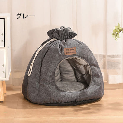 ペットベッド 猫 ペット ベッド 猫ハウス ドームハウス 秋冬用 ペットベッド ドーム型 寒さ対策 キャットハウス 暖かいハウス ペットテント クッション付き ペット用寝袋 ペット用品 保温防寒 洗える 寒さ対策 滑り止め 快適 柔らかい 半密閉式 もこもこ ぐっすり眠れる