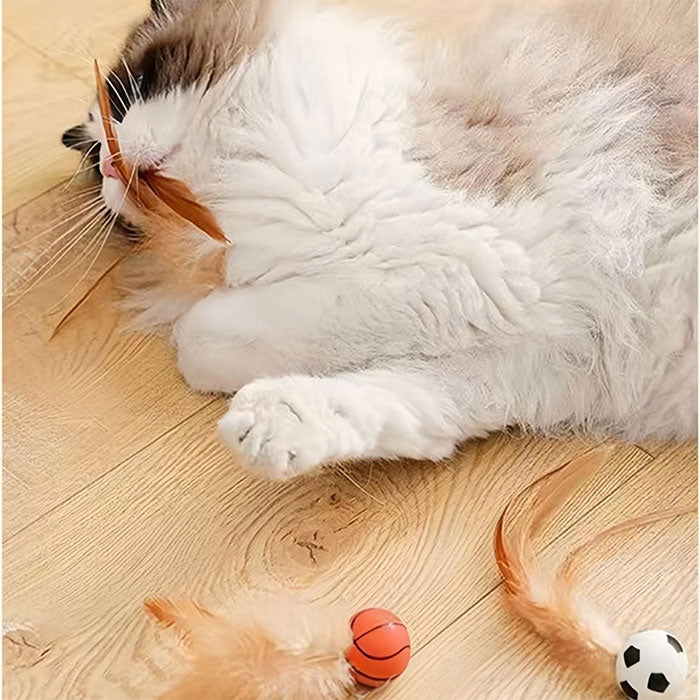 【3個セット】猫用おもちゃボール 猫用フェザーボール おもちゃ 猫 おもちゃ ボール 一人遊び 猫 ボール 羽付きボール 玩具 弾力ボール ストレス解消 運動不足対策 屋内屋外 猫用おもちゃ トレーニング 追跡 狩猟 運動 バスケットボール サッカー 野球用 スボールおもちゃ