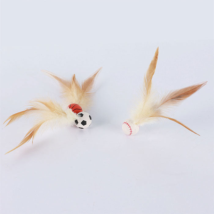 【3個セット】猫用おもちゃボール 猫用フェザーボール おもちゃ 猫 おもちゃ ボール 一人遊び 猫 ボール 羽付きボール 玩具 弾力ボール ストレス解消 運動不足対策 屋内屋外 猫用おもちゃ トレーニング 追跡 狩猟 運動 バスケットボール サッカー 野球用 スボールおもちゃ
