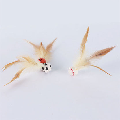 【3個セット】猫用おもちゃボール 猫用フェザーボール おもちゃ 猫 おもちゃ ボール 一人遊び 猫 ボール 羽付きボール 玩具 弾力ボール ストレス解消 運動不足対策 屋内屋外 猫用おもちゃ トレーニング 追跡 狩猟 運動 バスケットボール サッカー 野球用 スボールおもちゃ