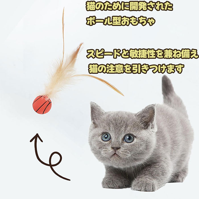 【3個セット】猫用おもちゃボール 猫用フェザーボール おもちゃ 猫 おもちゃ ボール 一人遊び 猫 ボール 羽付きボール 玩具 弾力ボール ストレス解消 運動不足対策 屋内屋外 猫用おもちゃ トレーニング 追跡 狩猟 運動 バスケットボール サッカー 野球用 スボールおもちゃ