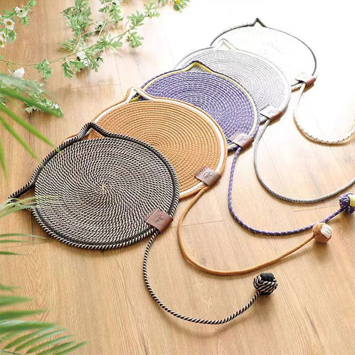 猫爪とぎマット 猫 爪研ぎ つめとぎ 便利 おしゃれ ベッド 猫じゃらし ペットマット 爪研ぎ ペットベッド つめとぎ 猫用 一人遊び 編みマット 洗える ストレス解消 遊び 耐噛み 爪磨き 通気性いい 寝床 暑さ対策 ネコ耳型 可愛い ペット用品 家具保護 運動不足改善 春夏秋冬