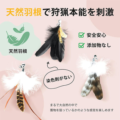 【4点セット】猫じゃらし ねこじゃらし 天然 羽 竿 猫用おもちゃ 猫のおもちゃ 釣竿型おもちゃ 猫じゃらし 猫 ねこ ネコ 羽根 鈴 おもちゃ 釣り竿 猫用品 ペット用品 猫おもちゃ ストレス解消 運動不足解消 コンパクト 鳥の羽 鳥のハネ 玩具 猫じゃらしセット 猫用おもちゃ