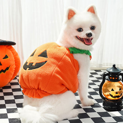 ハロウィン 衣装 猫 犬 かぼちゃの犬服 ハロウィン コスプレ ふんわり かぼちゃコスチューム 犬変身 写真撮り おもしろい ドッグウエア モコモコ 暖かい かぼちゃ柄 傷なめ防止 コスチューム コスプレ服 着せやすい 小型犬 仮装 変装 秋冬服 可愛い オシャレ ファッション