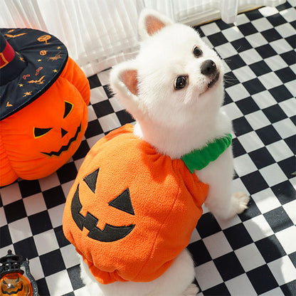 ハロウィン 衣装 猫 犬 かぼちゃの犬服 ハロウィン コスプレ ふんわり かぼちゃコスチューム 犬変身 写真撮り おもしろい ドッグウエア モコモコ 暖かい かぼちゃ柄 傷なめ防止 コスチューム コスプレ服 着せやすい 小型犬 仮装 変装 秋冬服 可愛い オシャレ ファッション