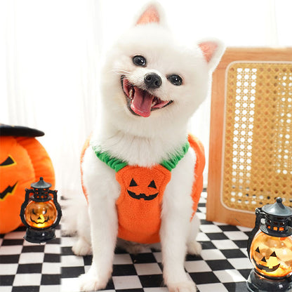 ハロウィン 衣装 猫 犬 かぼちゃの犬服 ハロウィン コスプレ ふんわり かぼちゃコスチューム 犬変身 写真撮り おもしろい ドッグウエア モコモコ 暖かい かぼちゃ柄 傷なめ防止 コスチューム コスプレ服 着せやすい 小型犬 仮装 変装 秋冬服 可愛い オシャレ ファッション