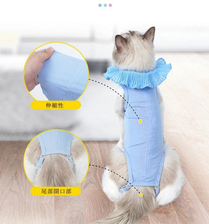 猫 術後服 エリザベスカラー 猫用 服 犬用 術後 ペット術後服 ウェア 介護服 ペット服 ネコ 去勢 傷口保護 皮膚保護 傷舐め 防止 引っかき防止 術後用 犬 ペット ドッグウェア キャットウェア パジャマ ロンパース 秋冬 エリザベス 着脱簡単