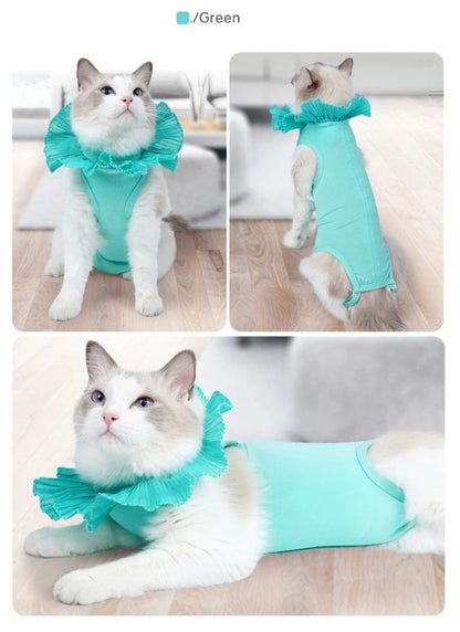 猫 術後服 エリザベスカラー 猫用 服 犬用 術後 ペット術後服 ウェア 介護服 ペット服 ネコ 去勢 傷口保護 皮膚保護 傷舐め 防止 引っかき防止 術後用 犬 ペット ドッグウェア キャットウェア パジャマ ロンパース 秋冬 エリザベス 着脱簡単