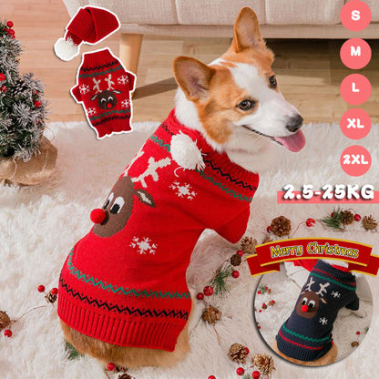 サンタ ペット服 クリスマス 仮装 2点セット 服 スカーフ パーカー セーター ニット 防寒 冬 犬服 トナカイ かわいい ドッグウェア キャットウェア コスプレ 着ぐるみ 仮装 犬 ドッグウェア ギフト お散歩 保温防寒 小中大型犬 ハロウィン